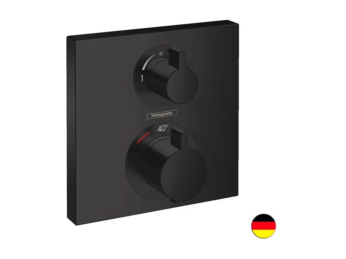 HANSGROHE Frontal para mezclador termostático de empotrar Ecostat Square con válvula de cierre y desviador negro mate