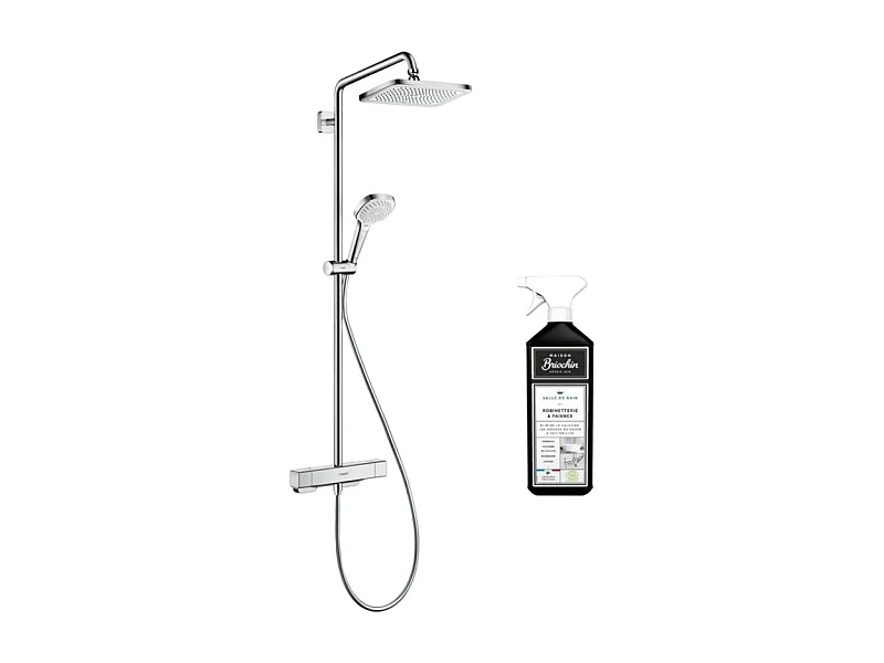 Colonne de douche thermostatique HANSGROHE Croma E 280 EcoSmart chromée + nettoyant Briochin