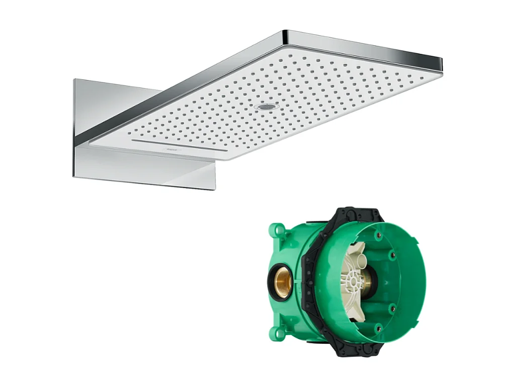 HANSGROHE Douche de tête 580 3jet blanc/chromé avec corps encastré universel pour robinetterie Ibox