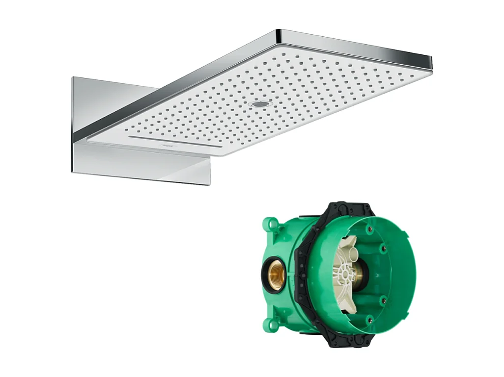 HANSGROHE Douche de tête 580 3jet blanc/chromé avec corps encastré universel pour robinetterie Ibox