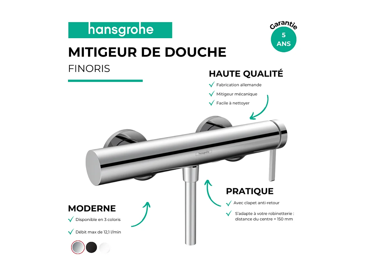Mitigeur douche mécanique HANSGROHE Finoris chromé