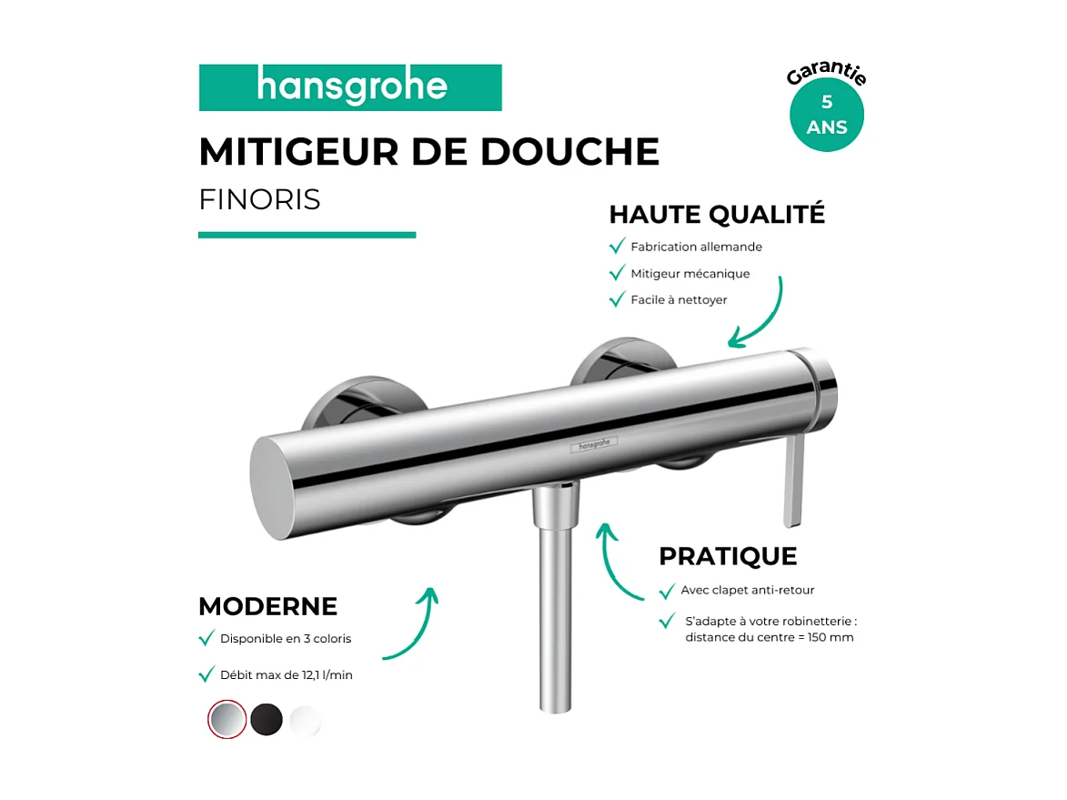 Mitigeur douche mécanique HANSGROHE Finoris chromé