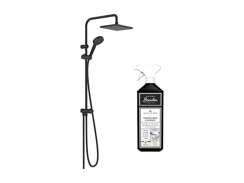 Colonne de douche ou bain douche sans mitigeur HANSGROHE Vernis Shape 230 EcoSmart noir mat + nettoyant Briochin