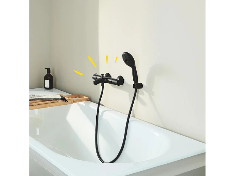 Mitigeur bain douche thermostatique GROHE Precision Start noir + microfibre