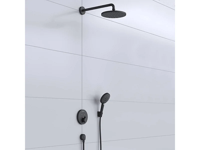 Pack encastré avec mitigeur thermostatique HANSGROHE Raindance Ecostat S Noir mat