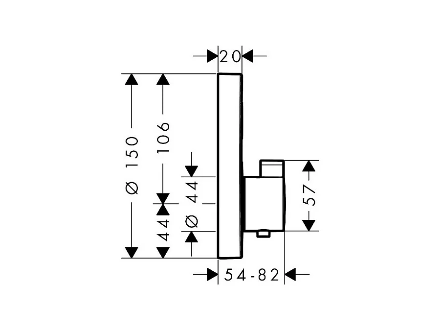 HANSGROHE Front for ShowerSelect S mezclador termostático empotrado con válvula de cierre cromada