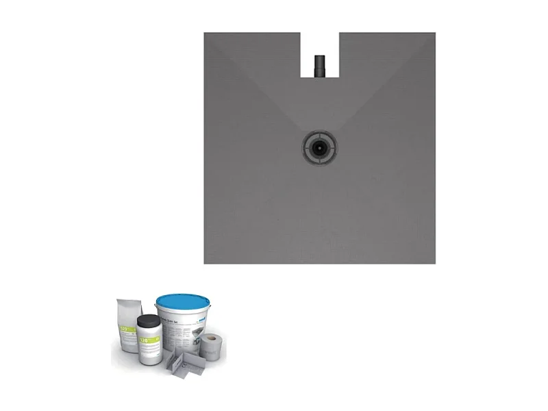 Receveur à carreler 100 x 100 cm WEDI Fundo Plano, bonde intégrée + kit d'étanchéité