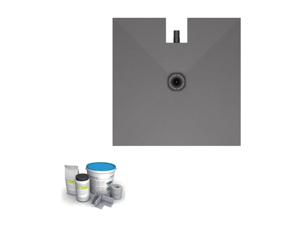 Receveur à carreler 100 x 100 cm WEDI Fundo Plano, bonde intégrée + kit d'étanchéité