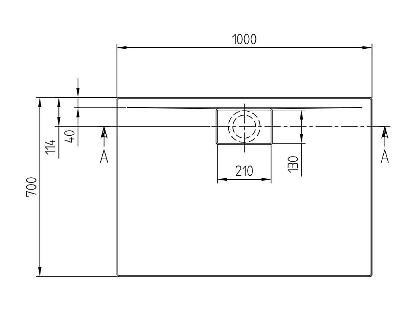 Receveur 100 x 75 x 4,8 VILLEROY ET BOCH Architectura Metalrim acrylique rectangle blanc