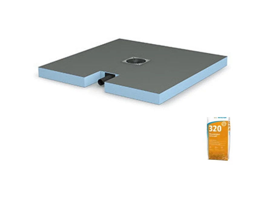 Receveur à carreler 120 X 120 WEDI Fundo Plano carré + bonde intégrée + Wedi 320