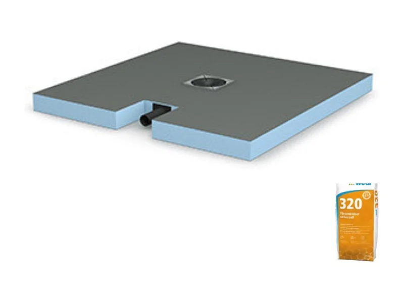 Receveur à carreler 120 X 120 WEDI Fundo Plano carré + bonde intégrée + Wedi 320