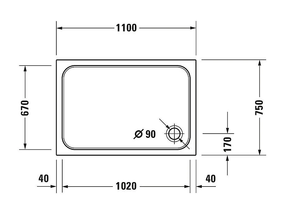 Receveur de douche 110 x 75 DURAVIT D-Code