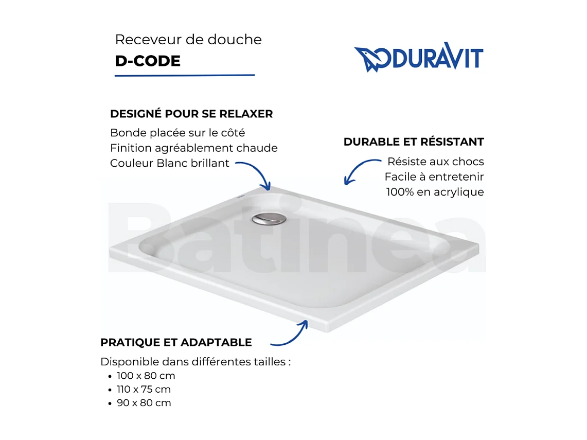 Receveur de douche 110 x 75 DURAVIT D-Code