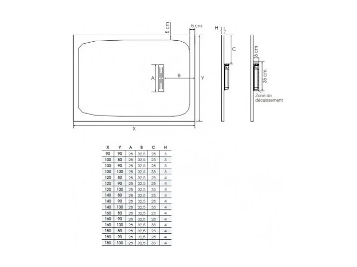 KINEDO Receveur 140 x 90 Kinerock evo biolex rectangle noir