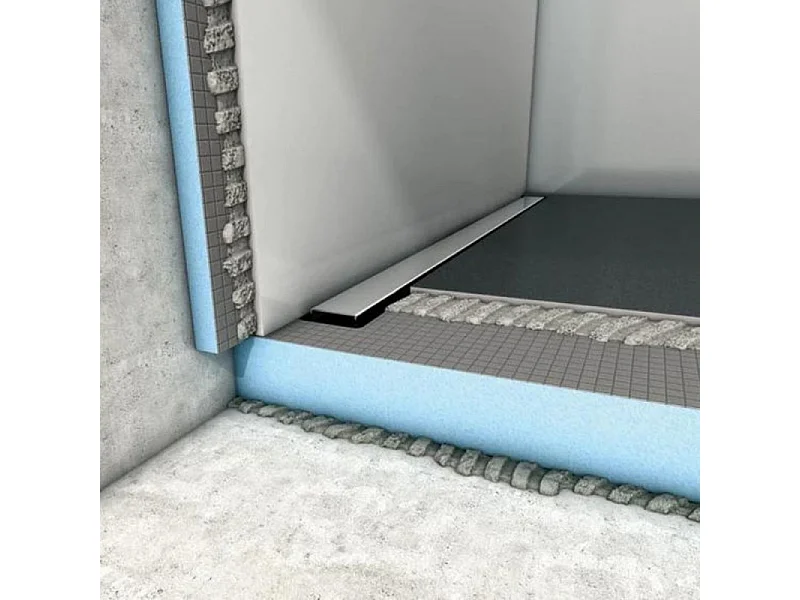 Receveur à carreler 90 x 90 cm Wedi Fundo Plano Linea - écoulement linéaire sortie sur le petit coté + kit d'étanchéité