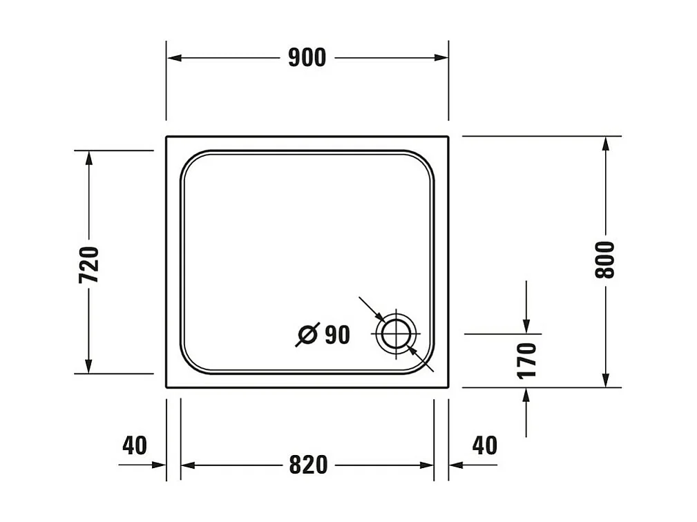 Receveur de douche 90 x 80 DURAVIT D-Code