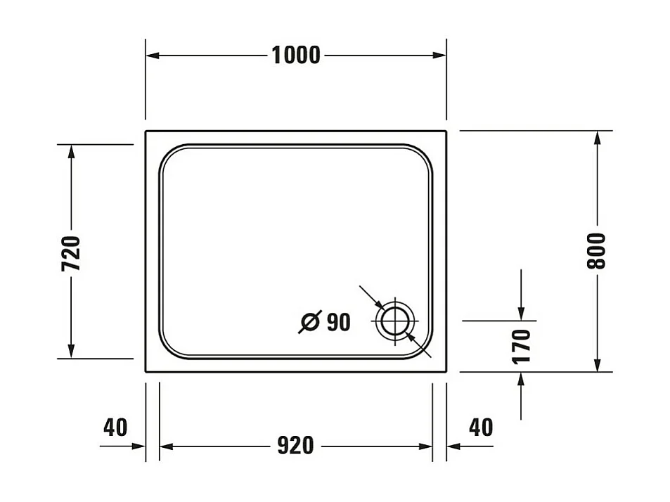 Receveur de douche 100 x 80 DURAVIT D-Code