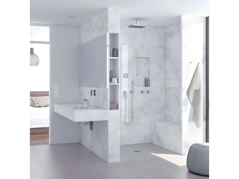 Receveur de douche à carreler 100 x 100 WEDI Fundo Primo carré écoulement centrée