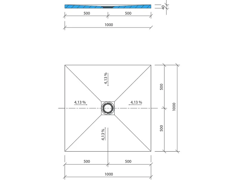 Receveur de douche à carreler WEDI Fundo Primo 100 cm x 100 cm carré