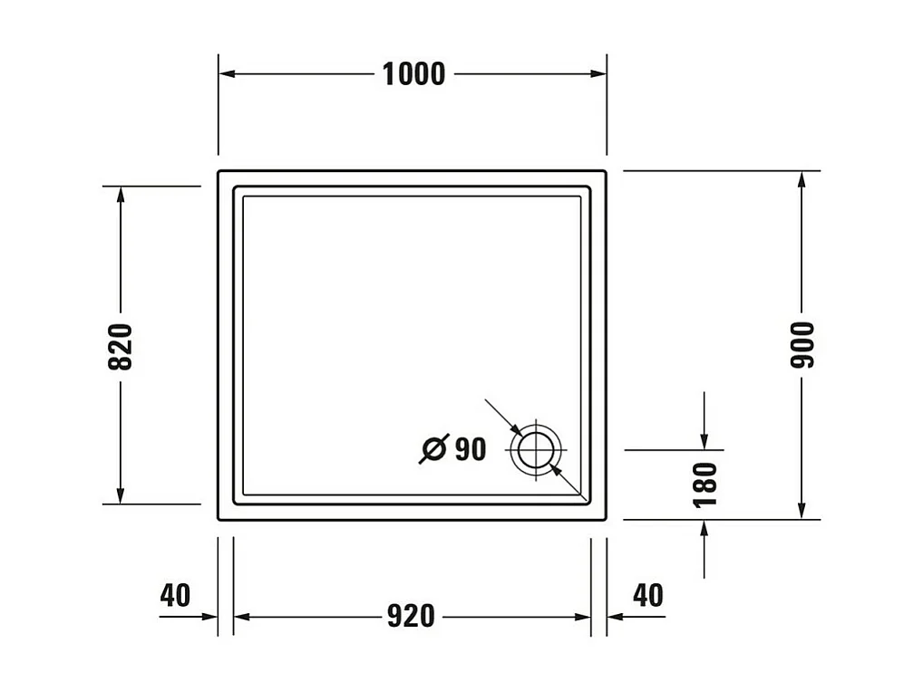 Receveur de douche 100 x 90 DURAVIT Starck Slimline