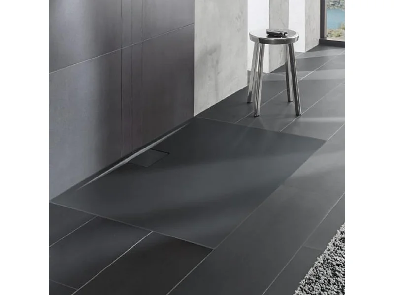 Receveur antidérapant 80 x 80 VILLEROY ET BOCH Architectura Metalrim acrylique carré gris