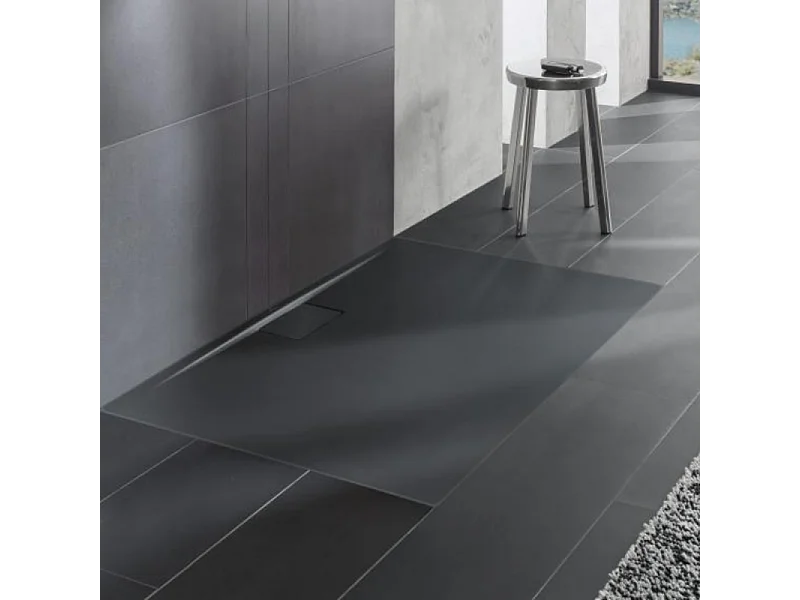 Receveur antidérapant 80 x 80 VILLEROY ET BOCH Architectura Metalrim acrylique carré gris