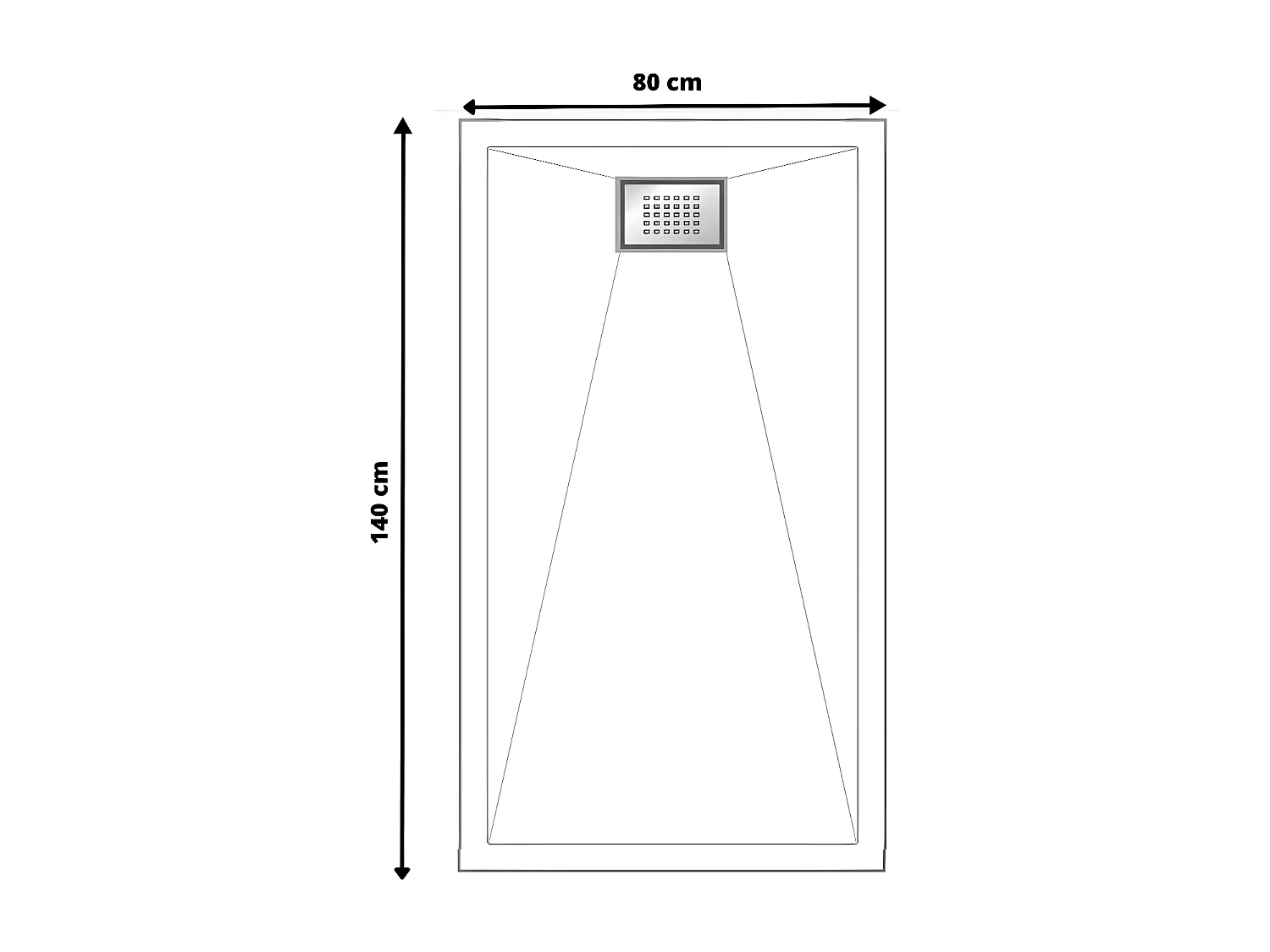 Receveur antidérapant KINEDO 140 x 80 Kinesurf biotec rectangle blanc