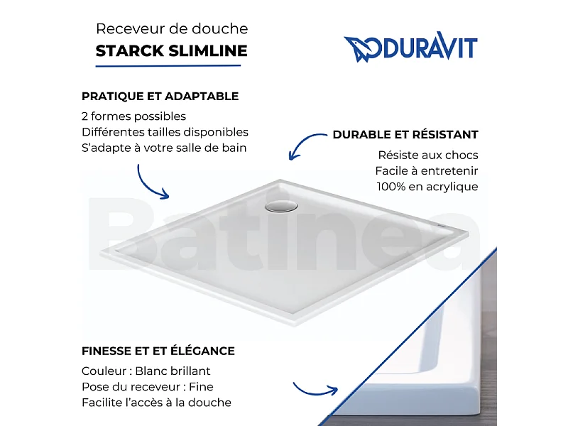 Receveur de douche 120 x 100 DURAVIT Starck Slimline