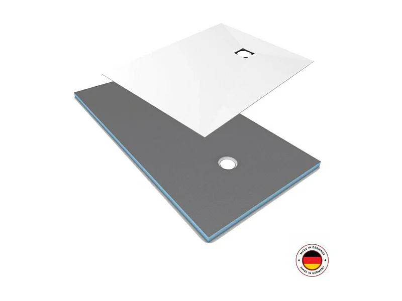 Receveur de douche à carreler 120 x 90 WEDI Fundo Primo rectangle écoulement excentré + recouvrement top blanc