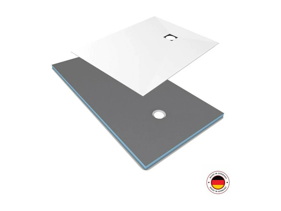 Receveur de douche à carreler 120 x 90 WEDI Fundo Primo rectangle écoulement excentré + recouvrement top blanc