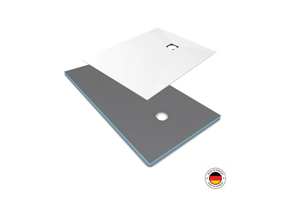 Receveur de douche à carreler 120 x 90 WEDI Fundo Primo rectangle écoulement excentré + recouvrement top blanc
