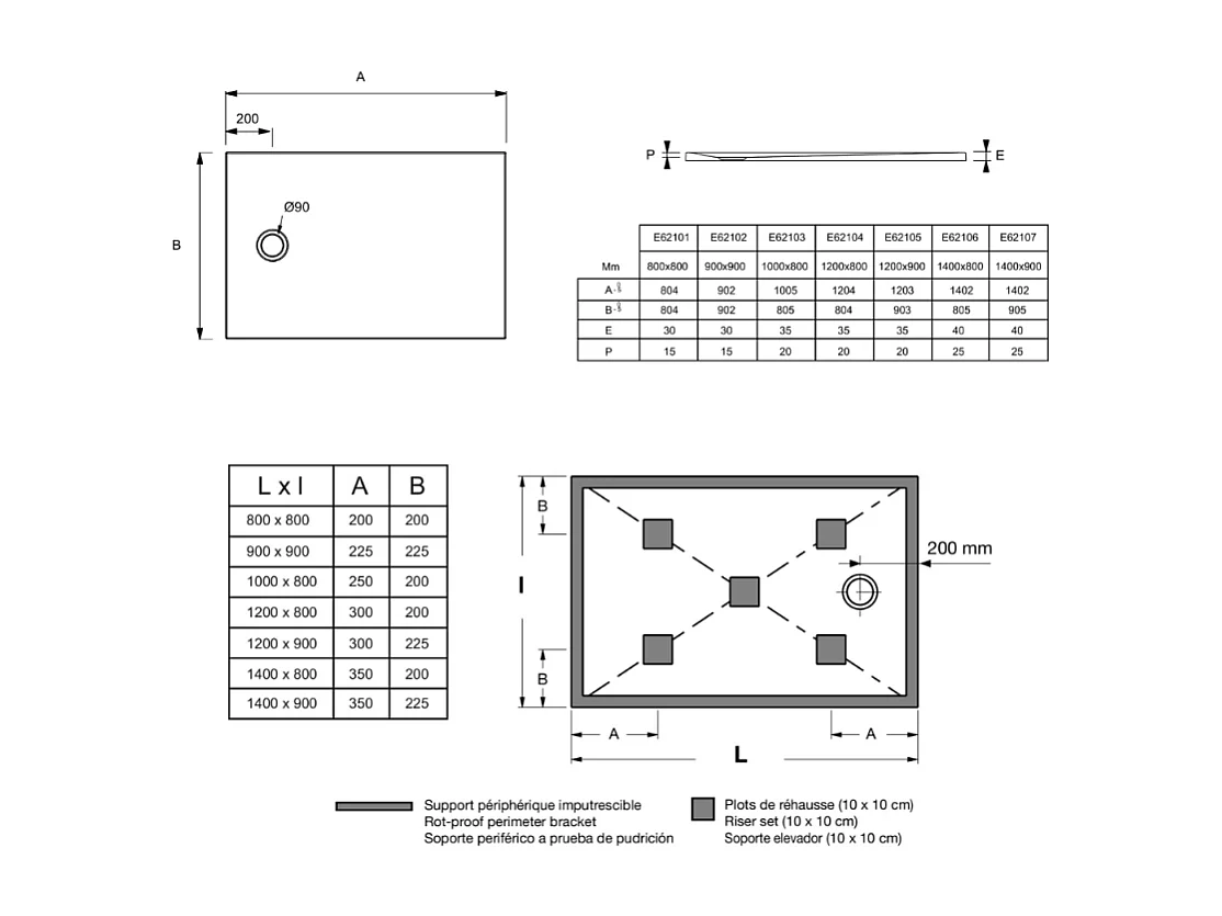 JACOB DELAFON Receveur 120 x 80 Brive à poser acrylique rectangle blanc