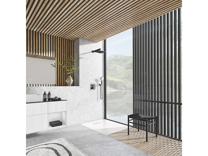 Receveur de douche zéro ressaut 90 x 90 VILLEROY ET BOCH Le Valence céramique avec cache bonde