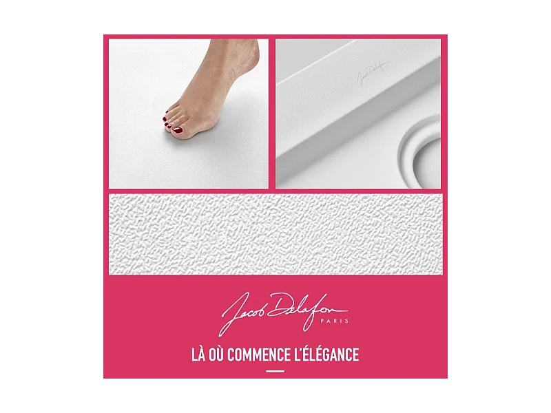 Receveur de douche JACOB DELAFON Flight rectangle extra plat antidérapant 90 x 76 cm