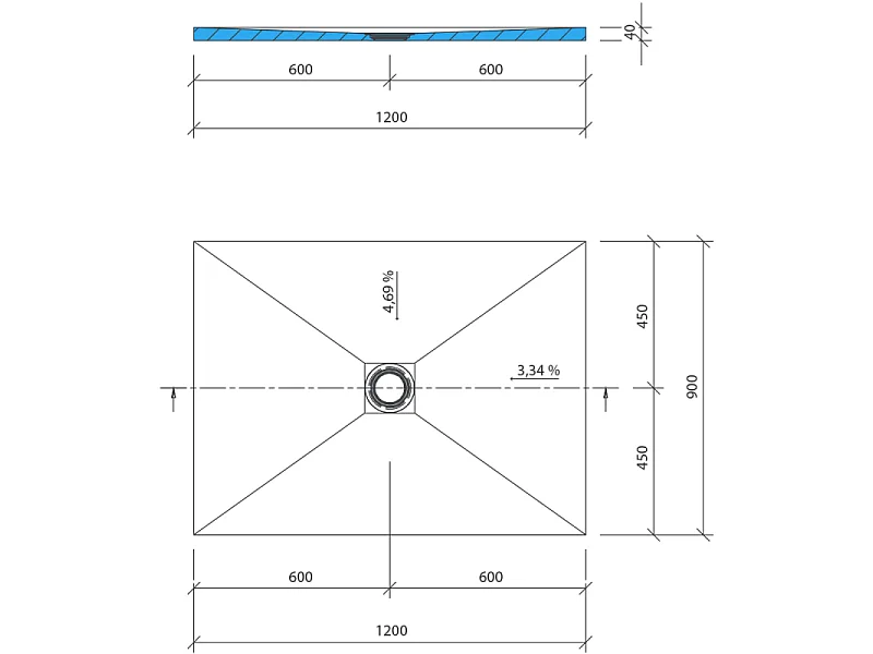 Receveur de douche à carreler WEDI Fundo Primo 120 cm x 90 cm rectangulaire