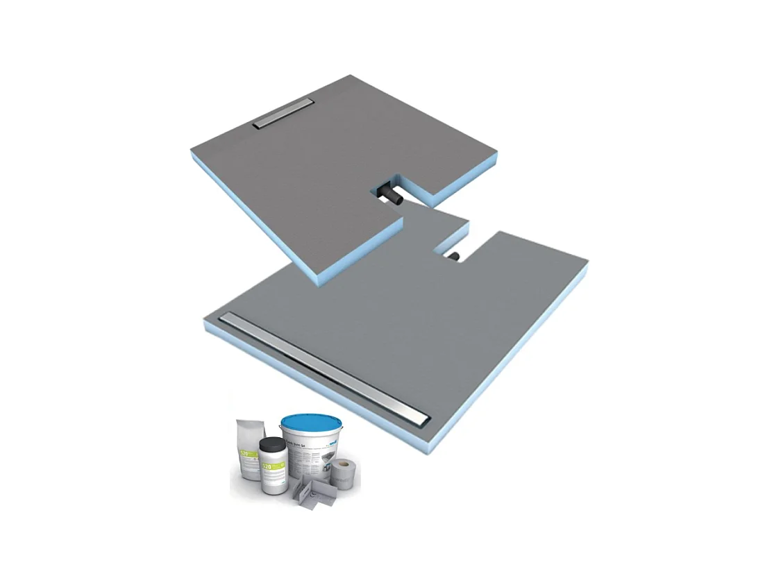 Receveur à carreler 120 x 100 cm WEDI Fundo Plano Linea écoulement linéaire & bonde intégrée + kit d'étanchéité