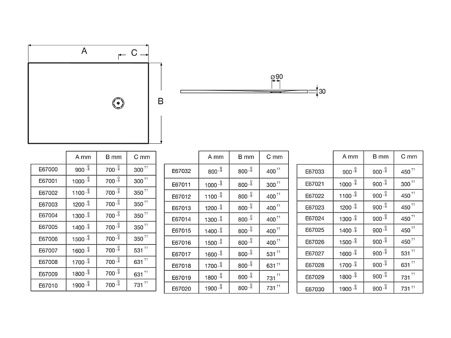 Receveur de douche 120 x 80 JACOB DELAFON Singulier neoroc rectangle blanc + bonde
