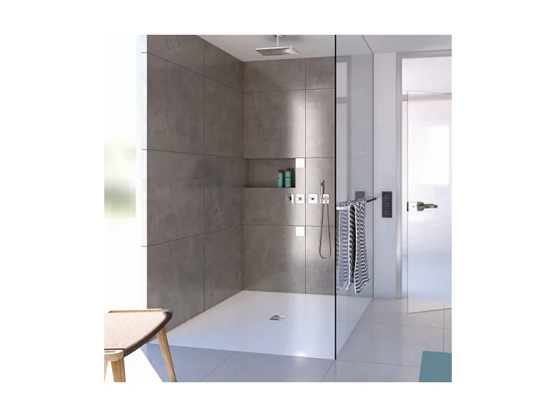Receveur de douche à carreler 180 x 90 WEDI Fundo Primo rectangle écoulement excentré + recouvrement top blanc