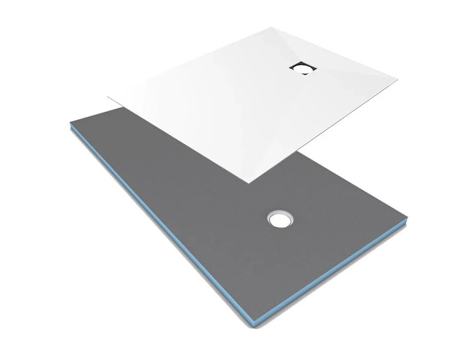 Receveur de douche à carreler 180 x 90 WEDI Fundo Primo rectangle écoulement excentré + recouvrement top blanc