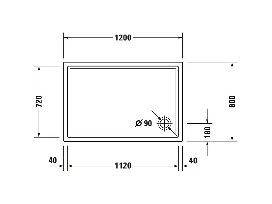 Receveur de douche 120 x 80 DURAVIT Starck Slimline