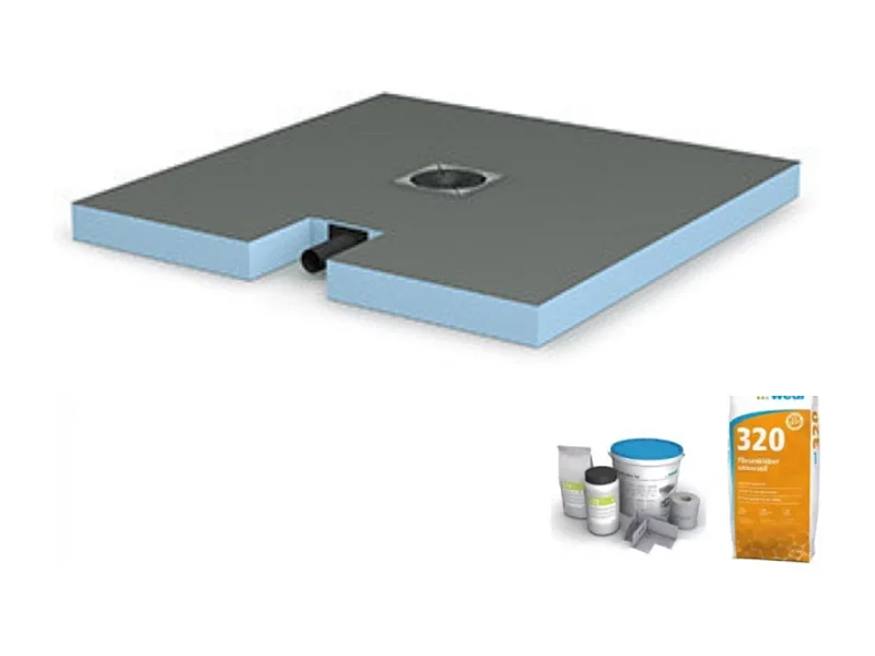 Receveur de douche à carreler WEDI Fundo Plano + bonde intégrée + kit d'étanchéité + Wedi 320