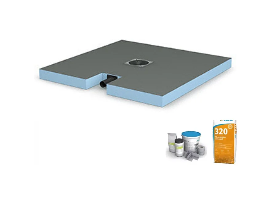 Receveur de douche à carreler WEDI Fundo Plano + bonde intégrée + kit d'étanchéité + Wedi 320