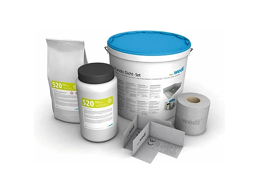 Receveur de douche à carreler 120 x 120 WEDI Fundo Primo carré écoulement centrée + bonde horizontale + kit d'étanchéité