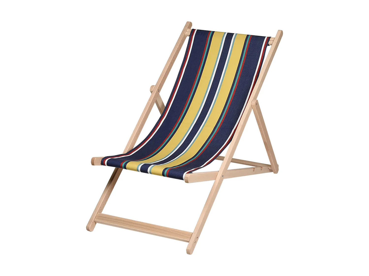 Lot de 2 chiliennes pliantes règlables - 100 % coton - bois hêtre - multicolore - MIMBASTE