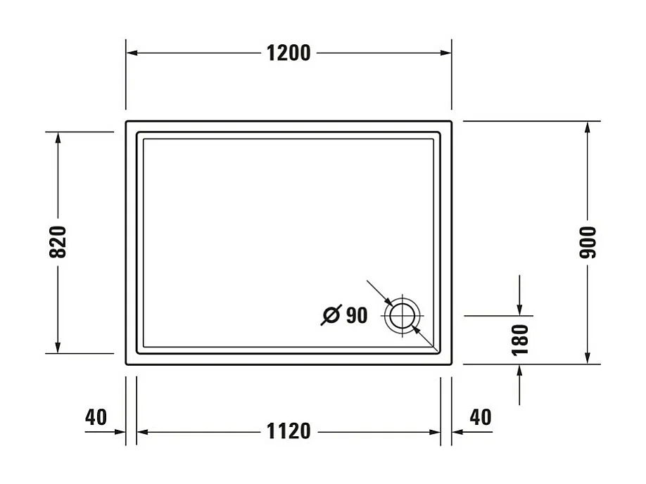 Receveur de douche 120 x 90 DURAVIT Starck Slimline