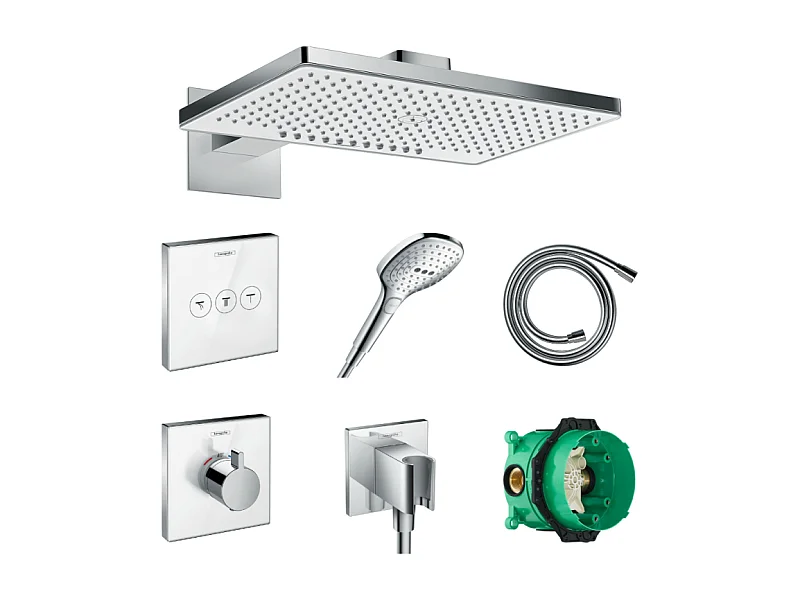 Lot robinet douche encastré  thermostatique HANSGROHE + Douche de tête Rainmaker