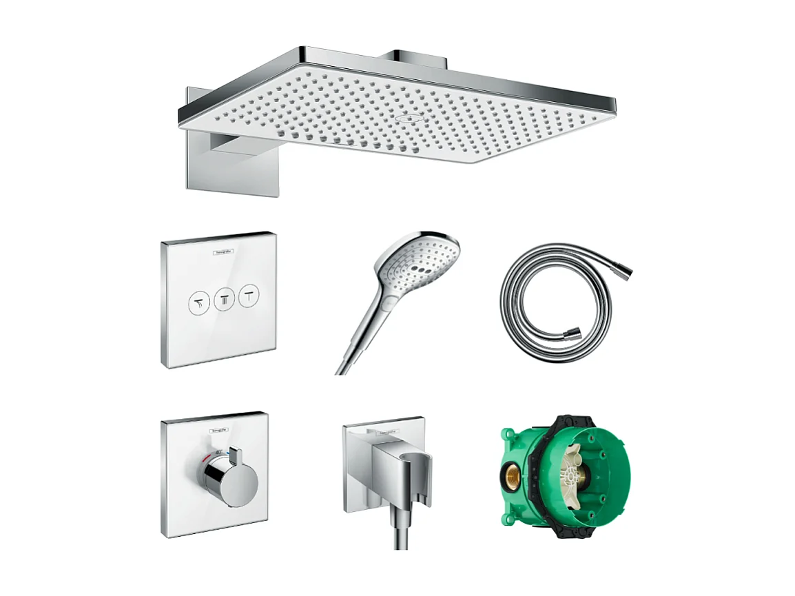 Lot robinet douche encastré  thermostatique HANSGROHE + Douche de tête Rainmaker