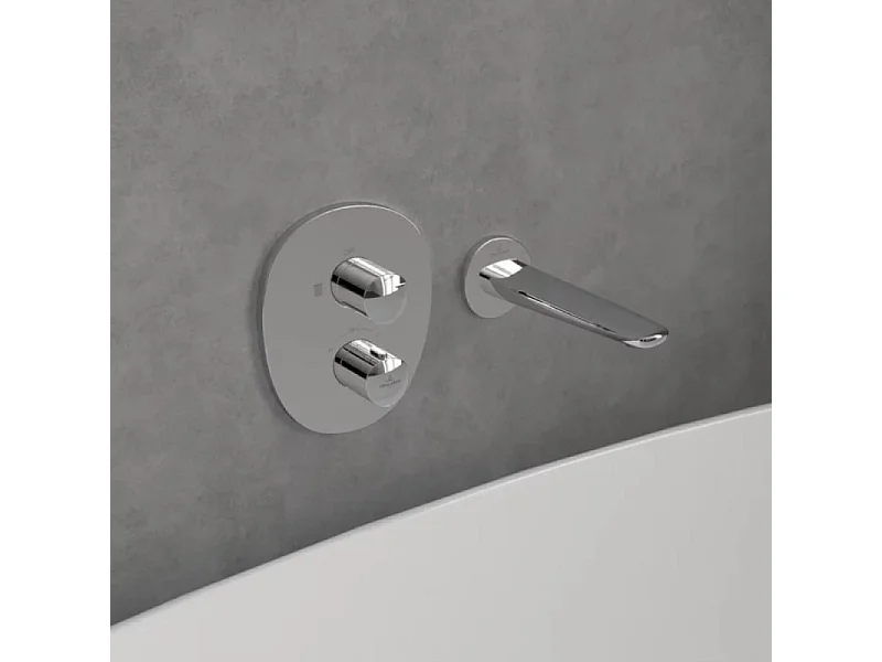 Façade thermostatique VILLEROY ET BOCH Antao Brushed Nickel Matt + corps encastré