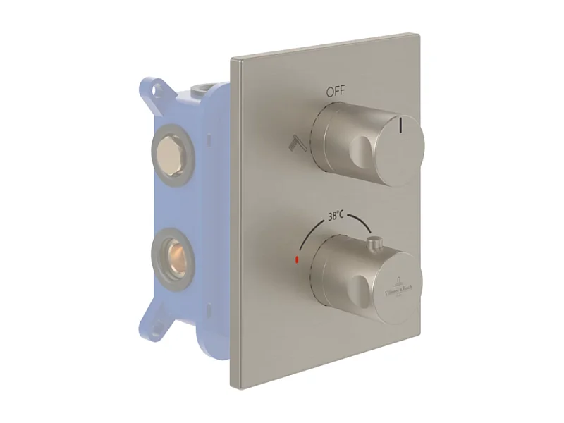 Façade thermostatique 2 voies VILLEROY ET BOCH Universal rectangle Brushed Nickel Matt + corps encastré
