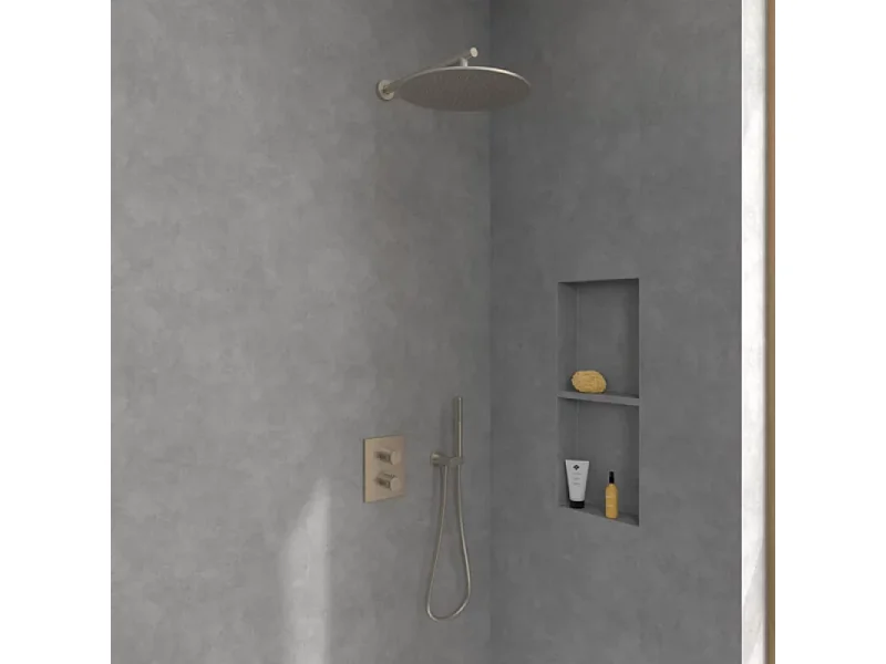 Façade thermostatique 2 voies VILLEROY ET BOCH Universal rectangle Brushed Nickel Matt + corps encastré